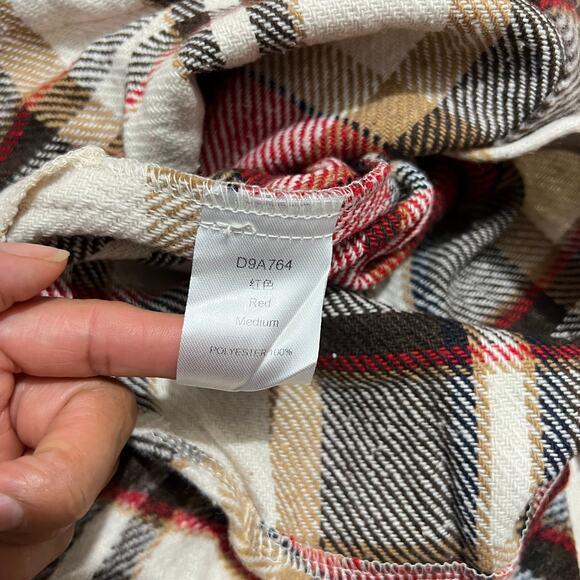 Womens Red Plaid Shacket/Jacket Lapel Coat Button Down Long Sleeve Shacket M - Picture 9 of 12